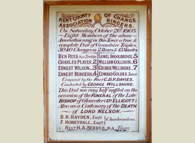 Peal Board in Ringing Chamber, 1905